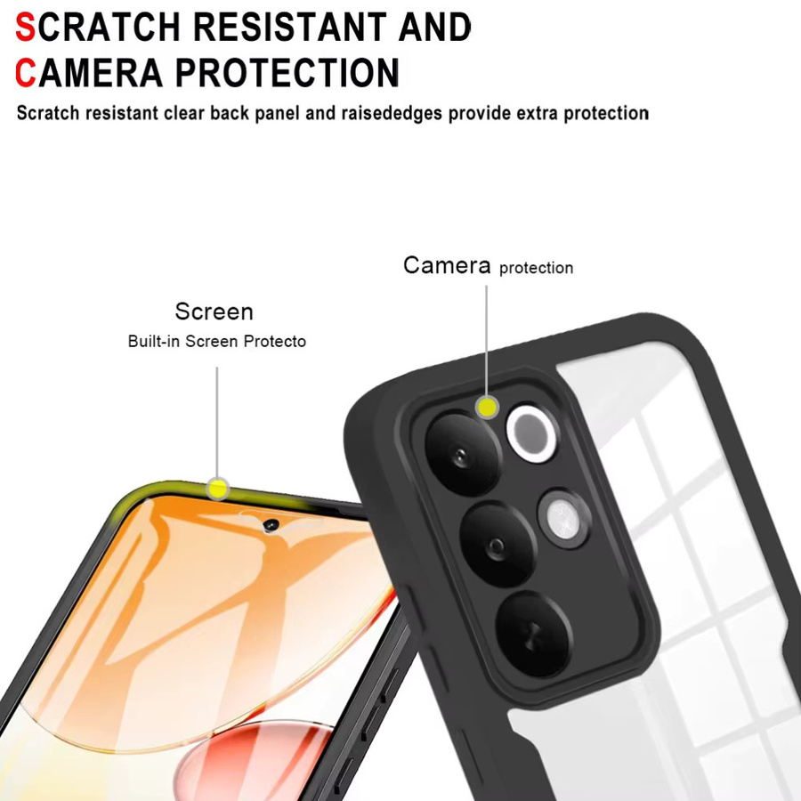 Stoßfeste 360 Grad Ganzkörper-Schutzhülle für OPPO Realme C85 Pro mit Displayschutz, transparent bunt grün - Bild 3