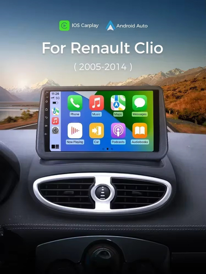 Ainavi Autoradio für Renault Clio 3 (2005-2014) mit kabellosem CarPlay, Android Auto, 4G Multimedia-Player, GPS und Navigation in Schwarz - Bild 7