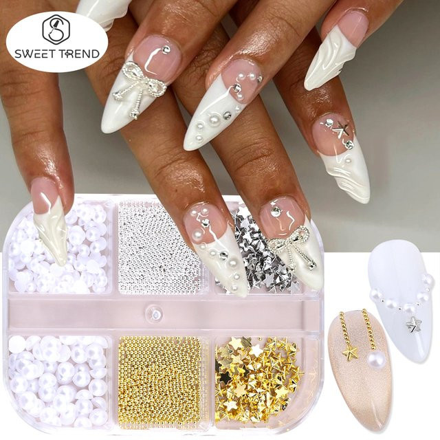 SWEET TREND Nagelkunst-Charms Gitter Stern, Gold Silber, Metallic - Bild 1