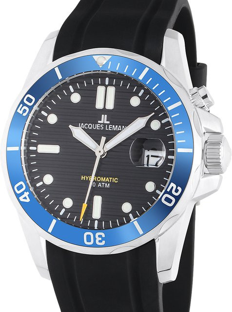 Jacques Lemans Hybromatic Diver Herrenuhr, Quarz, Edelstahl, 41 mm, Schwarz - Bild 1