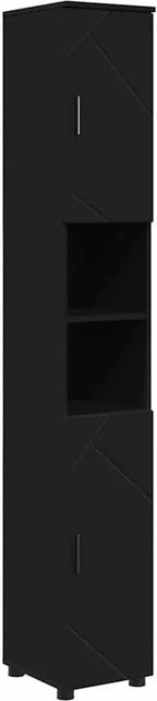 vidaXL Badezimmerschrank in Schwarz mit Türen und Regalfächern, B/T/H: 30 x 35 x 192 cm - Bild 1
