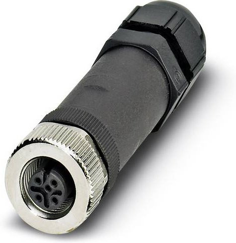 Phoenix Contact 1556838 Sensor-Aktor-Steckverbinder M12 Buchse gerade unkonfektioniert, 5-polig, schwarz, Metall - Bild 1