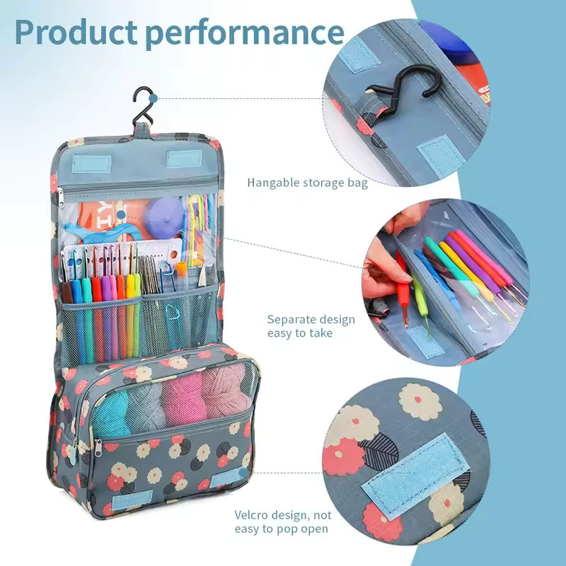 DIY Handwerk Set zum Stricken und Häkeln mit Häkelnadeln, Markern und Zubehör in Multicolour inklusive Tasche - Bild 2