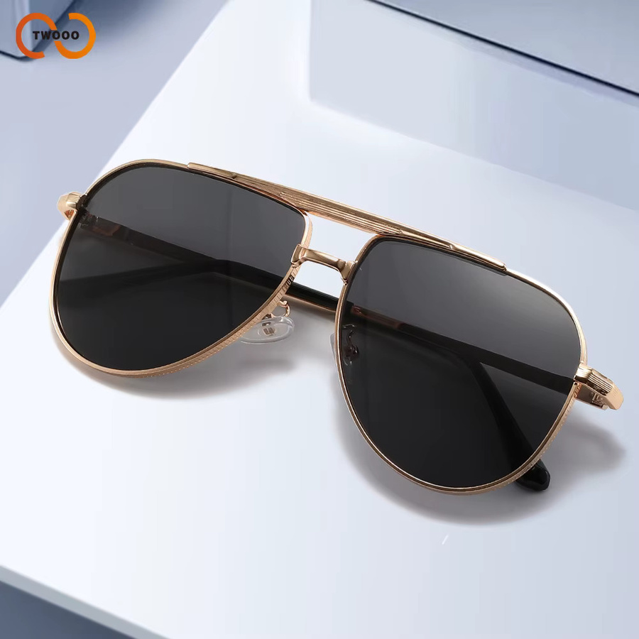 TWOOO Aviator Sonnenbrille, Vollrand, Metall, Gold, Unisex - Bild 3