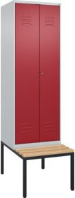 C+P PSA Doppel-Spind Classic PLUS Sitzbank mit 2 Abteilen, Buche-Hartholz, B/T/H: 212,0 x 60,0 x 81,5 cm - Bild 1