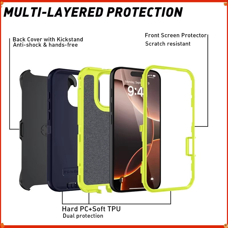 CHAOYIDIAN Armor Defender Handyhülle für iPhone mit Standfunktion und Schutzabdeckung in Blau - Bild 4