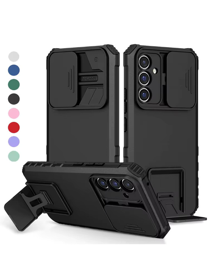 Stoßfeste Ständerhalterhülle mit Slide Lens Protection für Samsung Galaxy A16 A06 A55 A35 A25 A15 A05S in Schwarz - Bild 7