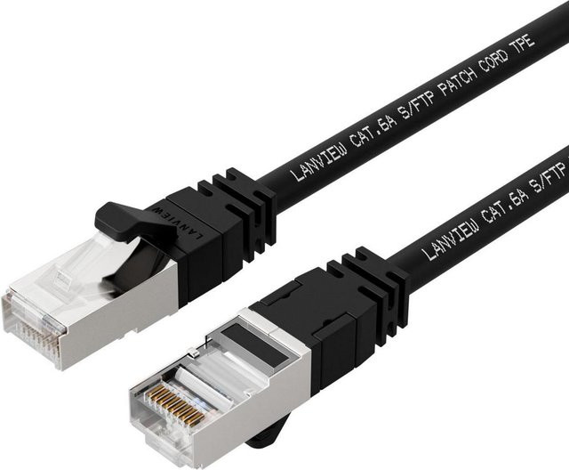 Lanview Cat6a S/FTP Ethernet Netzwerkkabel Schwarz 10 m - Bild 1