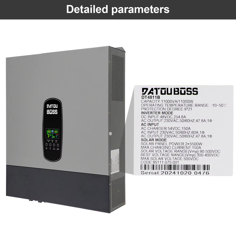 DATOUBOSS Solar-Hybrid-Wechselrichter-Kit mit 15 kWh 300 Ah 48 V LiFePO4-Batterie und 11 kW 48 V Wechselrichter für Netzautarkie, Heim-Backup und Wohnmobile - Bild 4