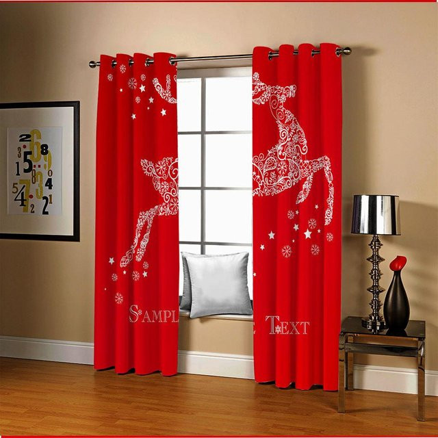 Yiran Furniture Weihnachtsvorhänge mit Santa Claus und Weihnachtsbaum, rot und grün, Polyester, B: 50 cm, H: 130 cm, 2er-Set - Bild 1