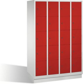 C+P Fächerschrank Classic auf Sockel mit 20 Fächern, Korpus Lichtgrau und Front Rubinrot, H x B x T: 180 x 119 x 50 cm - Bild 1