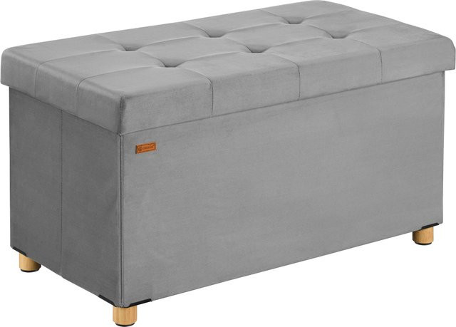 CASARIA Sitzbank aus Samt in Grau mit Stauraum, faltbar, B/T/H: 76 x 38 x 42 cm - Bild 1