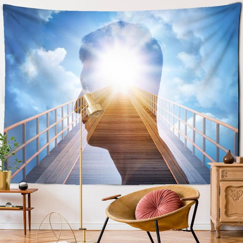 Super Six Wandbehang Psychedelische Hekserij Abstrakt Blau Textil B: 95 cm, H: 70 cm - Bild 1