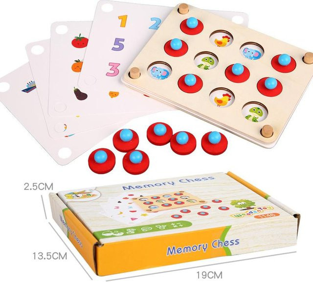 Linyi toy car Holz Gedächtnis Zuordnungs-Schach, Montessori Spielzeug, ab 3 Jahre - Bild 1