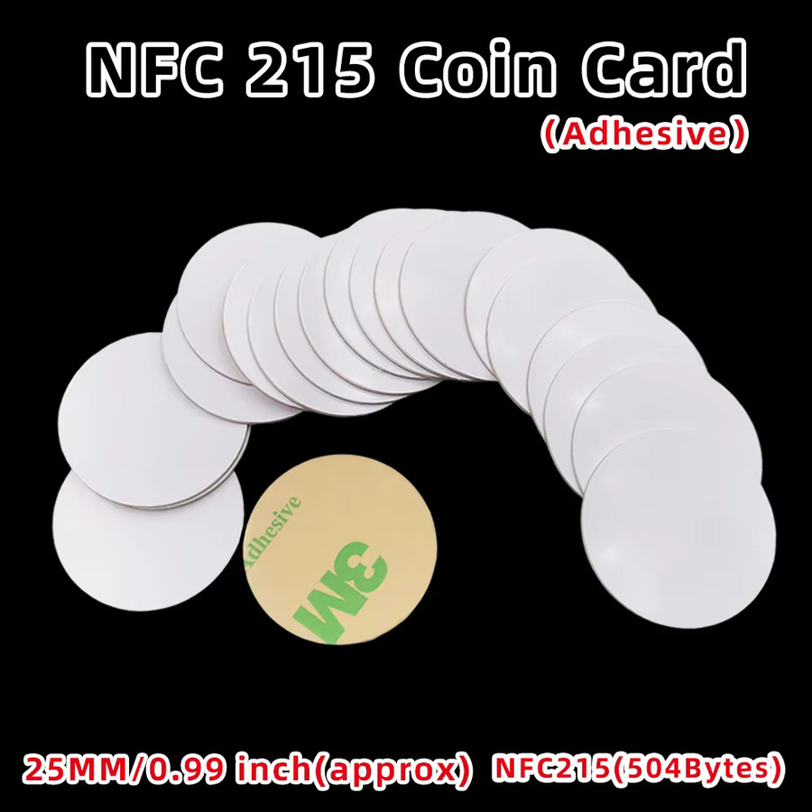Guang Hongrun NFC Ntag215 Aufkleber 20 Stück, weiße selbstklebende Münzkarten-Tags aus PVC, wasserdicht, Durchmesser: 25 mm - Bild 3