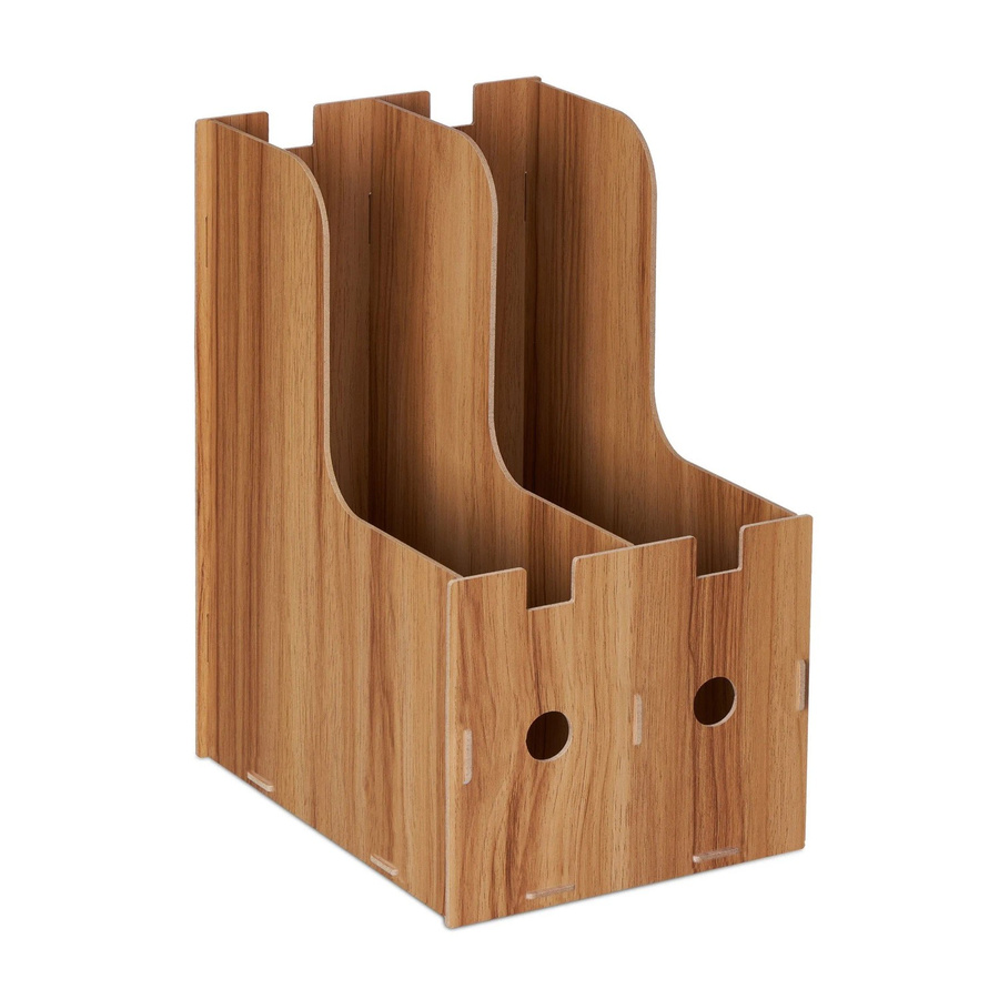 Relaxdays Stehsammler aus MDF in Braun mit 2 Fächern für DIN A4, B/T/H: 32 x 18,5 x 24 cm - Bild 2