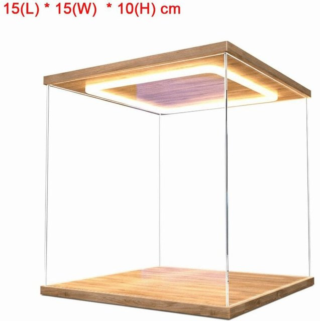 Moderne Acryl Vitrine mit LED Ringbeleuchtung in Transparent, Staubdichte Aufbewahrungsbox aus Acryl für Ringe und Schmuck - Bild 1