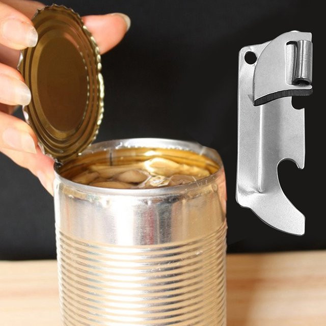 Utili-Key 2-in-1 Multifunktions-Dosenöffner aus poliertem Edelstahl in Silber - Bild 1