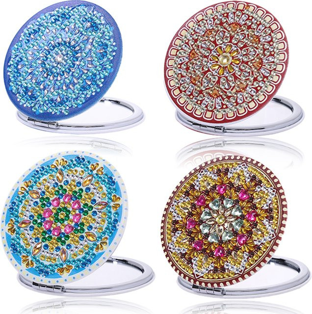 DIY Mandala Diamant Malerei Spiegel Set für Erwachsene mit bunten Kristall Strass Steinen in runder Form - Bild 1