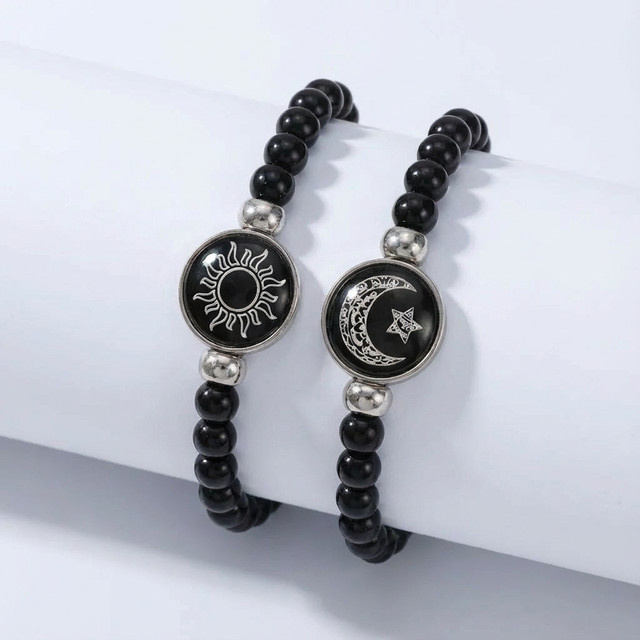 BELLA-Bee Armbänder, Sonne-Mond-Paar, schwarze Perlen, Damen - Bild 1