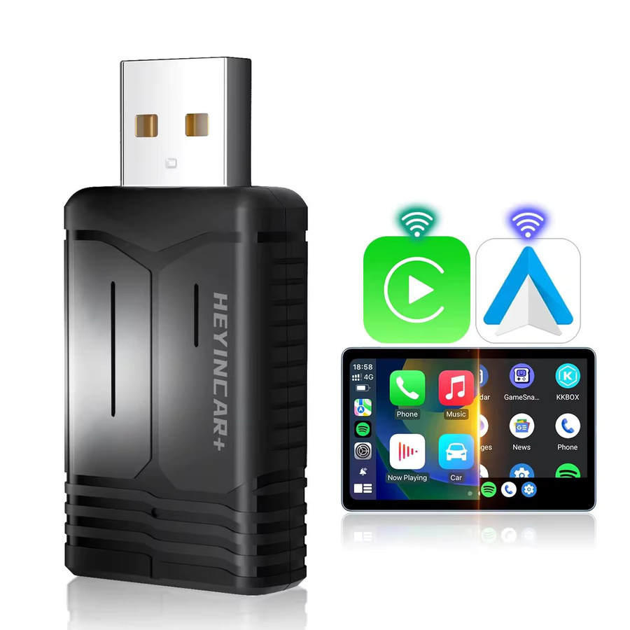 HEYINCAR 2in1 CarPlay und Android Auto Adapter für VW, kabelloser USB-Adapter mit Bluetooth, Schwarz - Bild 5