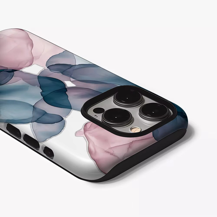 Potdemiel Handyhülle Blush & Teal Flow für iPhone 17 16 15 14 13 Pro Max Plus, robuste doppelschichtige Hülle in Pink, Blau und Multicolour - Bild 3