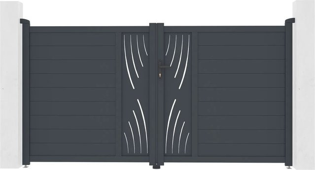 Casanoov Elektrisches Flügeltor Veleta aus Aluminium in Anthrazit und Grau mit Drehtorantrieb Ranger B150, B/H: 305 x 161 cm - Bild 1