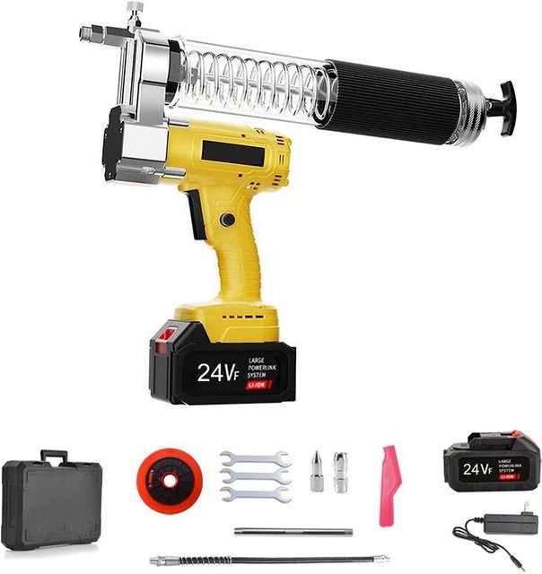 Aimo 24V Akku-Fettpresse-Set in Gelb mit 12000 PSI und Zubehör - Bild 1