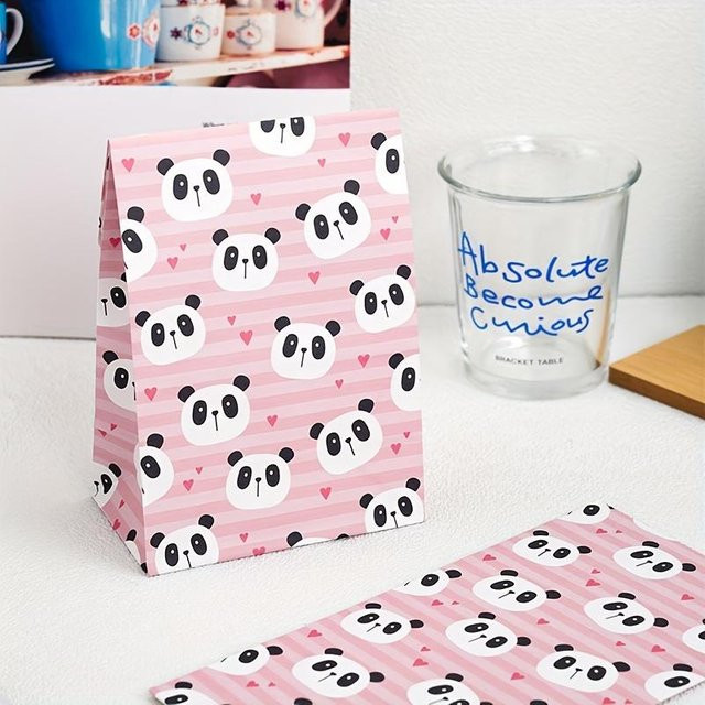 10 Geschenktüten mit Panda-Bär-Motiv in Pink von SZ-Damai für Party-Snacks und Süßigkeiten - Bild 1