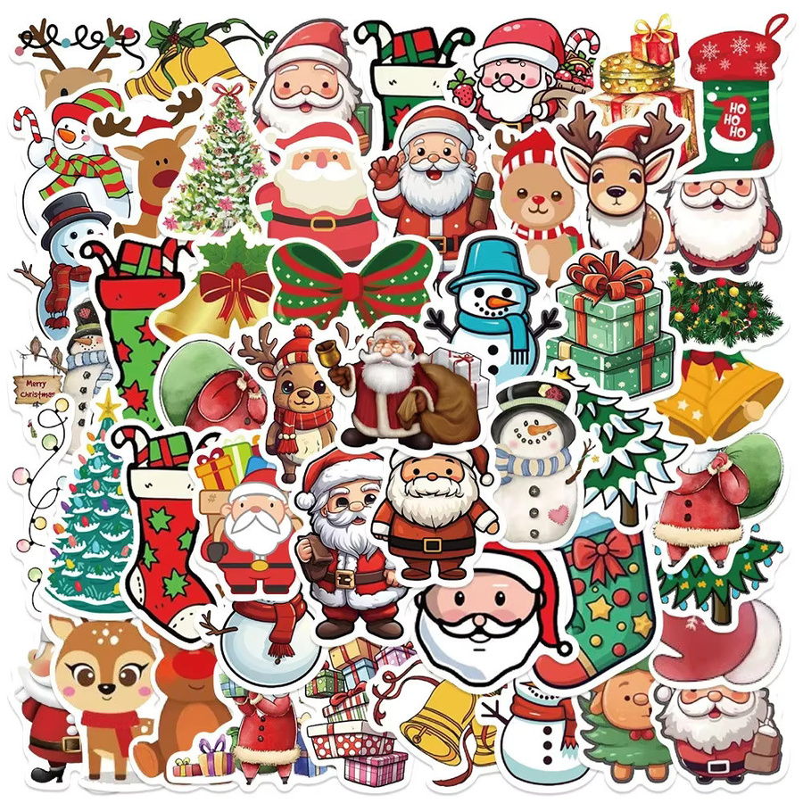 50 Stück Frohe Weihnachten Graffiti Aufkleber von Anime Worlds Store in Multicolour für Fahrrad, Notizbuch und Federmäppchen - Bild 4