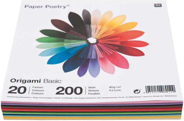 Rico Design Paper Poetry Origami Papier Set, 200 Blatt, Bunt, 5 x 5 cm - Bild 1