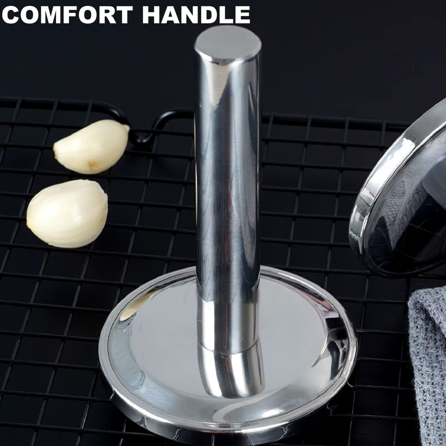 Qiilu Fleischstampfer aus Edelstahl 304 in Silber mit ergonomischem Griff und gewichtetem Design - Bild 4