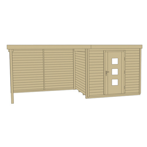 WEKA Gartenhaus 413 B Gr. 2 aus Holz in Beige mit Flachdach und Vordach B/H/T: 610 x 244 x 300 cm - Bild 4