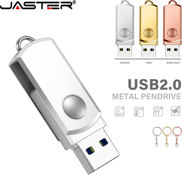 JASTER USB 2.0 Flash-Laufwerk Micro-USB Metall-Stick in Silber mit Drehfunktion und Schlüsselanhänger - Bild 1