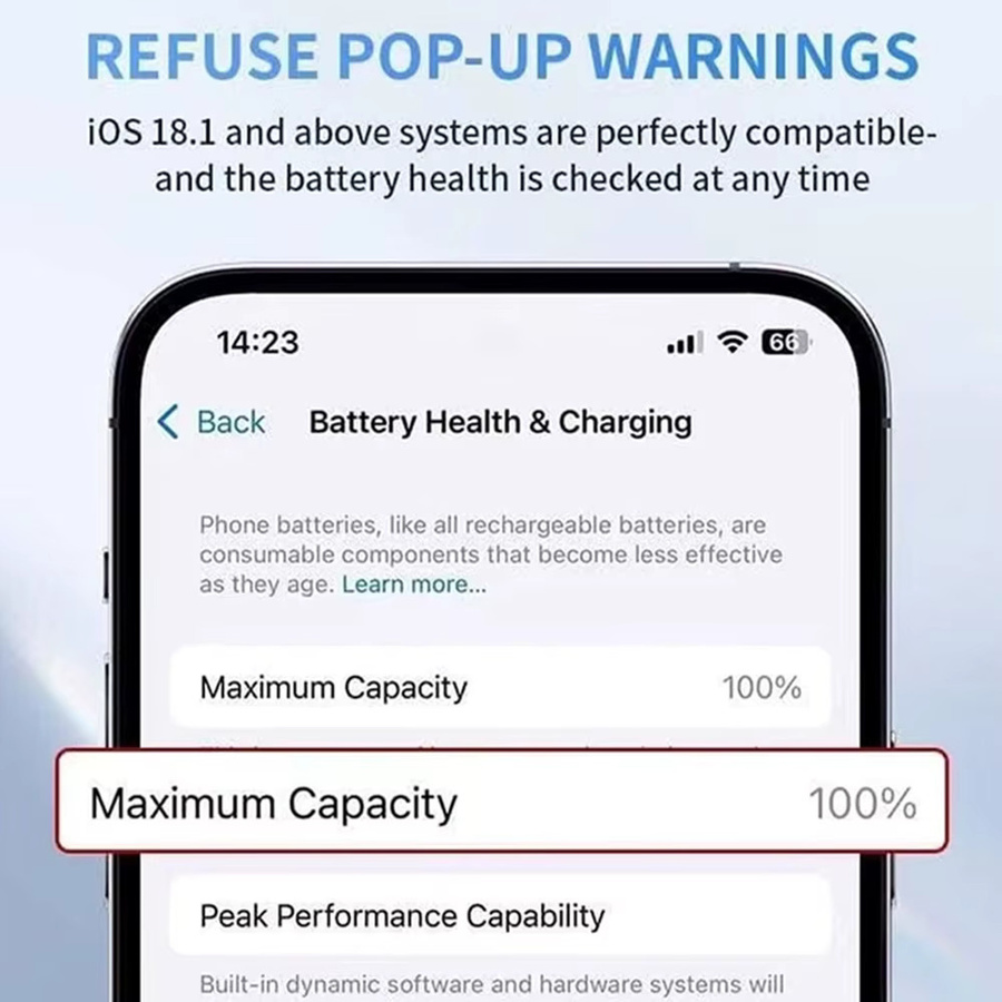 Selbstdiagnostizierende Ersatzbatterie mit Kapazitätsanzeige für iPhone 12-15 Serie in Schwarz von da da xiong - Bild 2