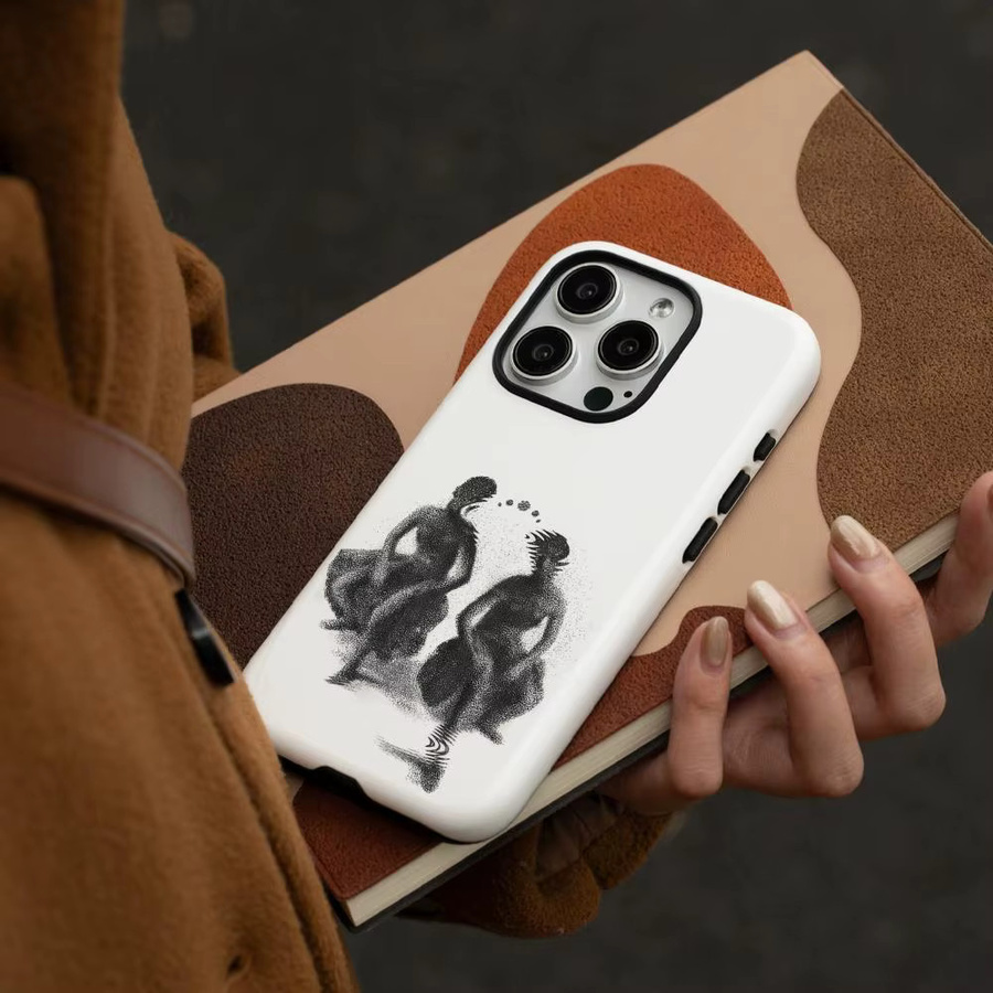 Lettera Q N-NAYT Handyhülle für iPhone 17 16 15 14 13 12 Pro Max Plus mit glänzender HD-Doppelschicht-Flüssigkeitshartschale in Weiß - Bild 2