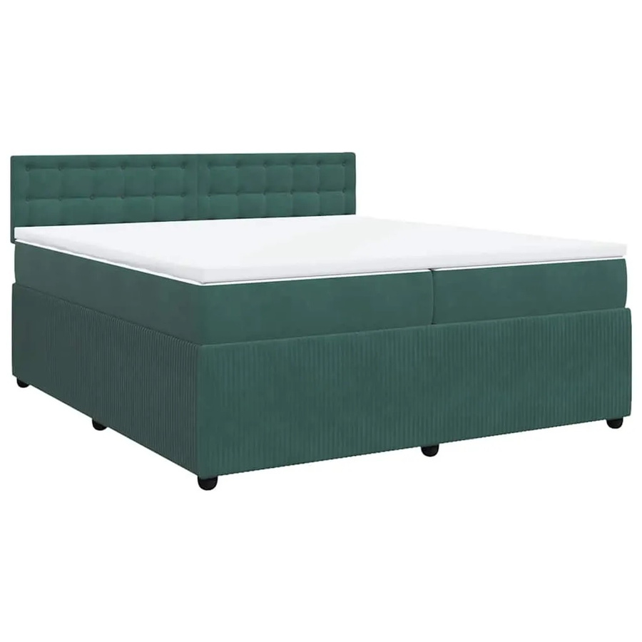 vidaXL Boxspringbett mit Matratze und Kopfteil aus Samt in Dunkelgrün, B/T: 200 x 200 cm - Bild 2