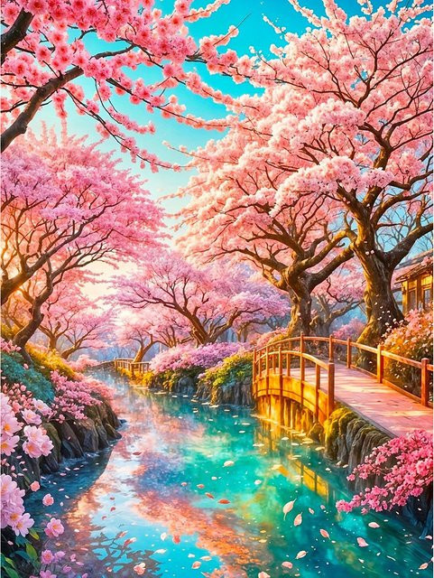 EverShine 5D DIY Diamantmalerei Landschaft mit Fluss und Bäumen, Mosaik-Stickerei Set für Erwachsene, Mehrfarbig - Bild 1