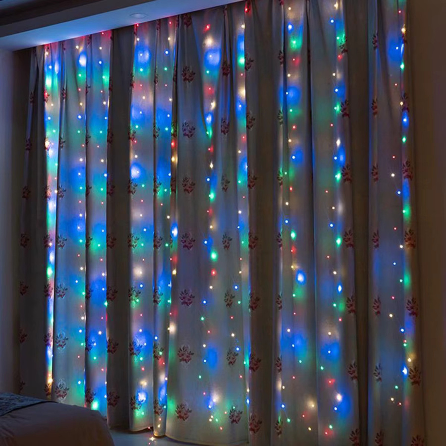 KIKIELF LED-Vorhang-Lichterkette batteriebetrieben in Warmweiß für Garten, Terrasse und Weihnachtsdekoration - Bild 3