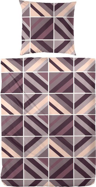 Vario Feinbiber Bettwäsche aus Baumwolle für Erwachsene, Karo-Design, B/H: 135 x 200 cm - Bild 1