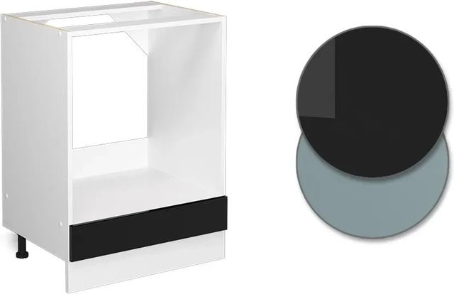 Vicco R-Line Herdbauschrank in Schwarz Hochglanz und Weiß mit Eiche Optik, Breite: 60 cm, Höhe: 81,6 cm, Tiefe: 60 cm - Bild 1