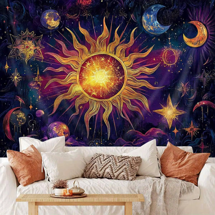 VIKAMA Wandteppich Cosmic Star and Moon Mythology im Bohemian-Stil, Mehrfarbig, B/H: 60 x 40 cm - Bild 2
