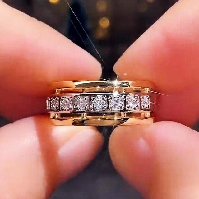 Wucifang Jewelry Eheringe, zweifarbiges Design, Kupfer, Schwarz, Zirkonia, Damen - Bild 1