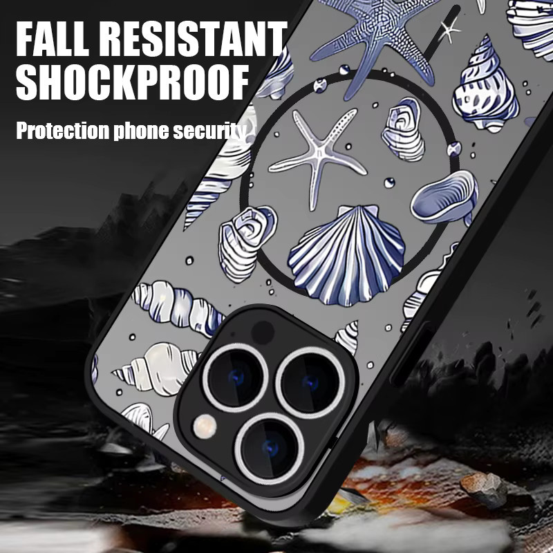 Wal Meeresschildkröten Handyhülle für iPhone 16 Pro Max, 16e, 15, 14, 13 Pro mit MagSafe Magnetisch und Wireless Charge, Schwarz Multicolour - Bild 2