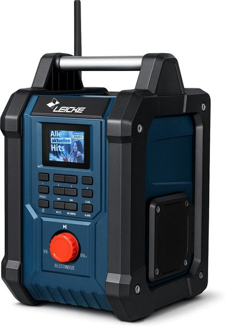 LEICKE DAB+ Baustellenradio in Blau mit Dual-Weckalarm und IP54 Staub- und Spritzwasserschutz - Bild 1