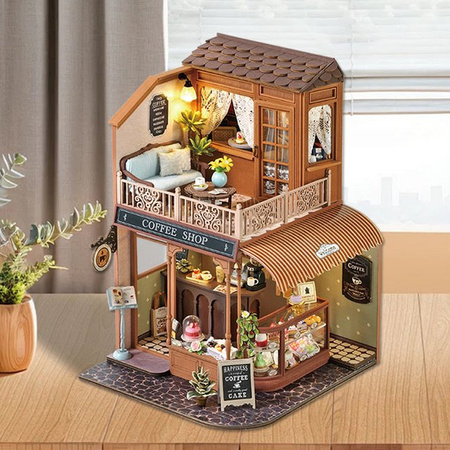 zuuton Miniatur-Puppenhaus-Set, 3D-Puzzle, aus Holz, mit LED-Licht
