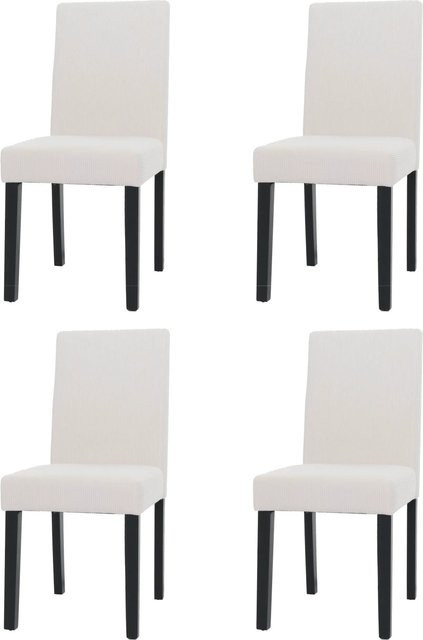 CHEFGASTRO Esszimmerstuhl 4er-Set Modern Cord-Stoff in Beige mit Holzbeinen, H: 90 cm, B: 42 cm, T: 50 cm, Sitzhöhe: 47 cm - Bild 1