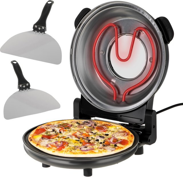Adler Elektrischer Pizzaofen mit Stein und Timer, 1200 W, 400 °C, Schwarz - Bild 1