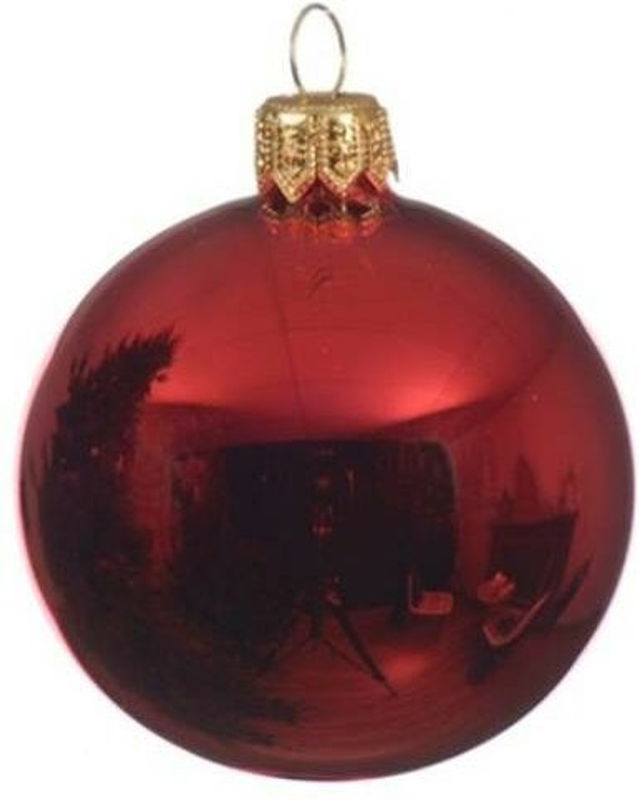 Kaemingk Christbaumschmuck Glänzende Rote Glaskugel für Weihnachten Durchmesser: 8 cm - Bild 1