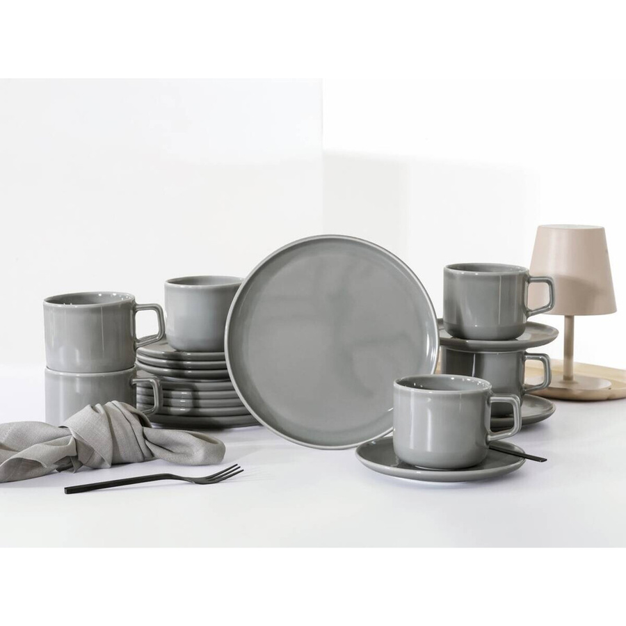 CreaTable Kaffeeservice Chef Collection aus Porzellan, 18-teilig, grau - Bild 3